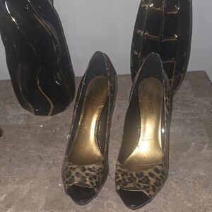 Nine West Animal Print Peep Toe Heels